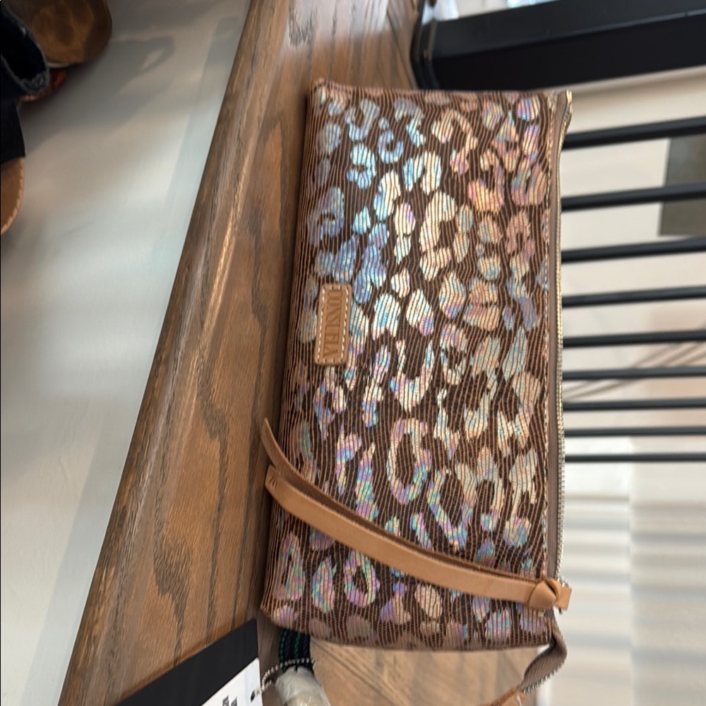 Consuela Brown and Tan Leopard Print Wristlet